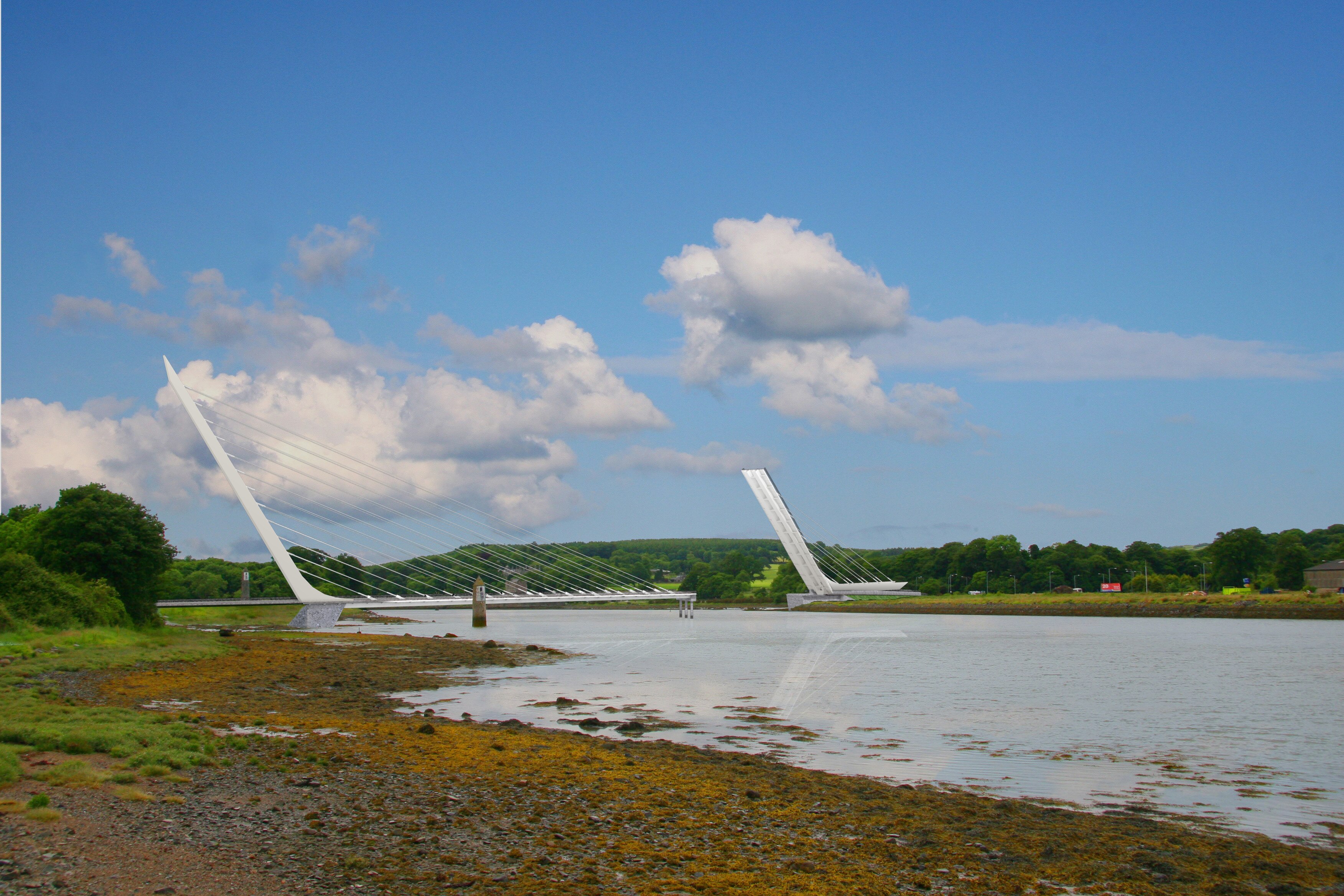 Narrow water bridge open